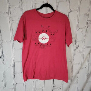 POKEMON Unisex Adult Short Sleeve T-shirt Pokeball Cotton Crew Neck Casual Large